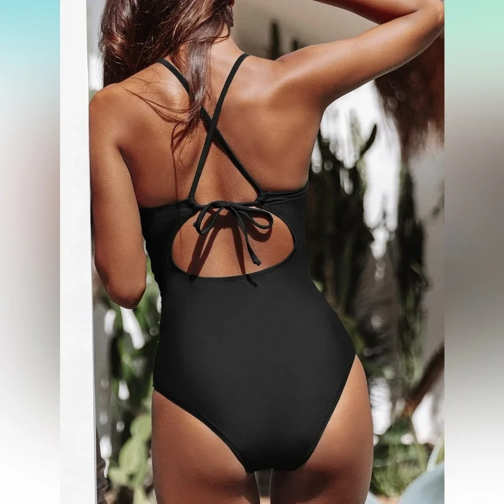 Women's One‎ Piece Swimsuit High Neck Tummy Control Swimwear Bathing Suit NWT